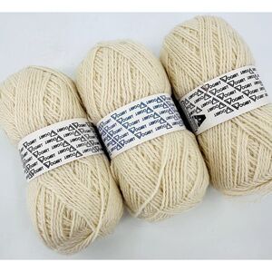 Vintage Vogart Fisherman Yarn 3 Skeins Off White 100% Acrilan Acrylic